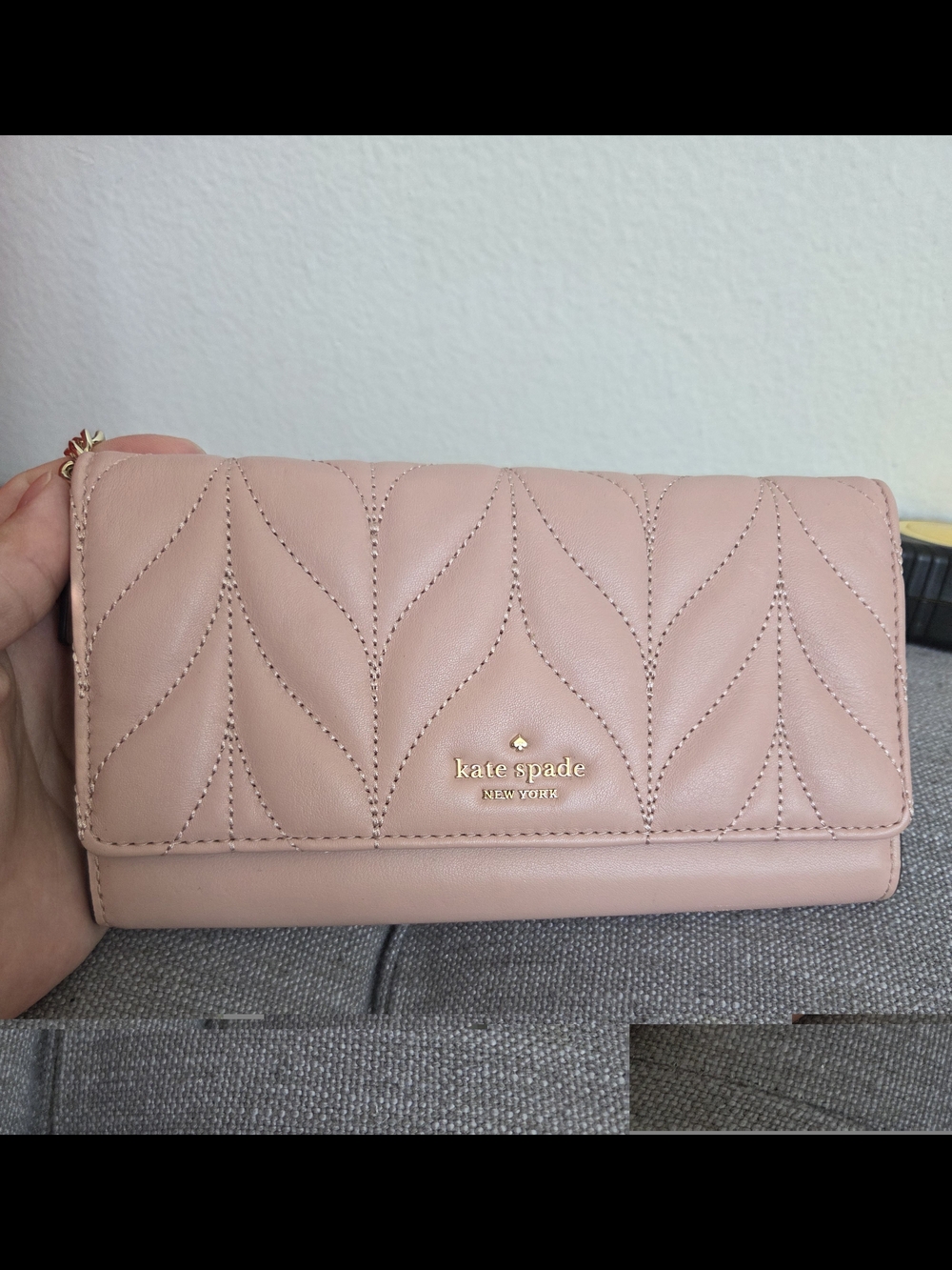 Kate Spade Pink Quilted Leather Wallet With Chain